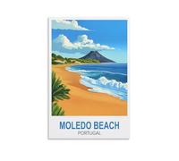 Plaque en étain vintage, décoration murale, plage de Moledo, Portugal, vintage, rétro, bar, club, cave, maison, cuisine, décoration murale, panneau rustique, 15 x 30 cm