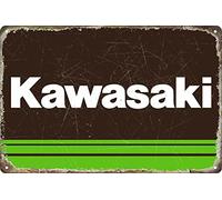 Plaque en étain vintage Kawasaks - 20,3 x 30,5 cm