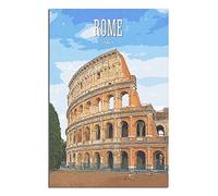 Plaque en étain vintage Rome Italie - Décoration murale pour maison, cuisine, bar, terrasse, grotte - 20 x 30 cm