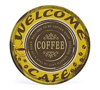 Plaque en étain vintage ronde style shabby chic rustique rétro pour cuisine, bar, pub, café, boutique, décoration murale, idée cadeau, fête des mères, cadeau de père (jaune) 30 x 30 cm