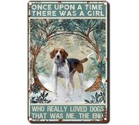 Plaque en étain vintage « The Hound Used To Have A Girl Who Loved Dogs So Much That Was My » - Décoration murale vintage pour la maison, le bureau, la salle de classe, les camarades de classe, les