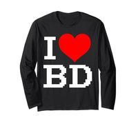 Plaque en Forme de cœur avec Inscription « I Love BD » pour Homme et Femme Manche Longue