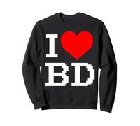 Plaque en Forme de cœur avec Inscription « I Love BD » pour Homme et Femme Sweatshirt
