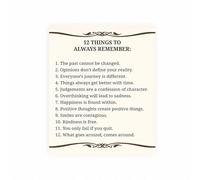 Plaque en métal 12 Things to Always Remember pour jardin, maison, bar, café, peinture en fer, décoration murale, décoration murale vintage en aluminium, 15,2 x 20,3 cm