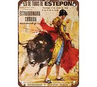 Plaque en métal 20,3 x 30,5 cm 1972 Tauromachie en Espagne Vintage Rétro Plaque en métal
