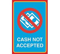 Plaque en métal 20,3 x 30,5 cm avec impression « Cash Not Accepted » - Image No Money - Grande fenêtre de bureau - Panneau de caisse