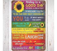 Plaque en métal 20,3 x 30,5 cm tournesols vintage - Décoration murale « Today Is Good Day To Have », « Great Believe In Yourself », « RIGH LOVE LIVE DREAM » - Décoration murale pour la maison, le