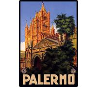 Plaque en métal 20 x 30 cm Affiche de voyage Palerme Sicile Vacances en étain