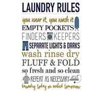 Plaque en métal 20 x 30 cm Laundry Rules you wear it you wash it dictons