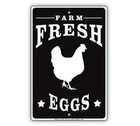 Plaque en métal 30,5 x 40,6 cm Farm Fresh Eggs Sold Here Chicken Farmers Market Sign pour extérieur et intérieur