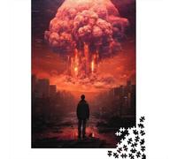 Plaque en Métal 70x50cm/1000pcs avec Nuclear Explosion City, Style Rétro, pour Le Salon, Décoration Murale pour Une Ambiance Automnale