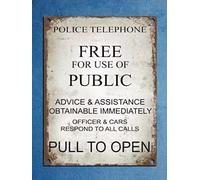 Plaque en métal à la mode rétro vintage style cabine téléphonique de police Tardis Dr Who plaque murale de porte en fer blanc 15,2 x 20,3 cm