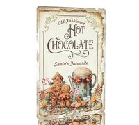 Plaque en métal à l'ancienne pour chocolat chaud, plaque en métal vintage pour chocolat chaud de Noël, impression sur chocolat chaud, décoration de Noël pour la maison, station de chocolat chaud 20 x