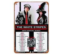 Plaque en métal à rayures blanches avec Icky Thump (2007) - 20,3 x 30,5 cm - Décoration murale vintage rétro
