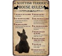 Plaque en métal à suspendre avec inscription « A Scottish Terrier's House Rulretro » - 20,3 x 30,5 cm