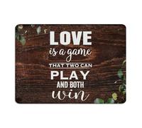 Plaque en métal à suspendre Love Is A Game That Two Can Play And Both Win - Décoration murale rustique pour portail, jardin, cabine, salon - 25,4 x 35,6 cm