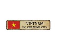 Plaque en métal à suspendre Vietnam Ho Chi' Minh-Ville - Pour dortoir - Souvenir national - Décoration de maison - Pour cour, terrasse, entreprise - 10,2 x 45,7 cm