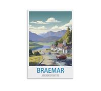 Plaque en Métal Affiche de voyage de Braemar dans l'Aberdeenshire Panneau de Porte Drôle en Étain Panneaux de Grotte pour la Maison les Bars les Cafés les Pubs les Clubs 30x30cm