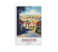 Plaque en Métal Affiche de voyage Dunster Somerset Panneau de Porte Drôle en Étain Panneaux de Grotte pour la Maison les Bars les Cafés les Pubs les Clubs 15x30cm