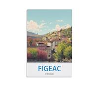 Plaque en métal, affiche Figeac, France, grotte, signes, art, plaque, affiche, décoration murale pour la maison, cuisine, bar, club, café, verger, décoration 30 x 30 cm