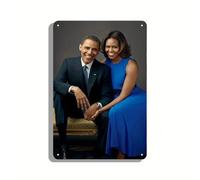 Plaque en métal Afro-Américain Barack Obama Président et Michelle - Convient pour salle de sport, hôtel, lieu public, cuisine et chambre, etc. Décoration murale amusante (20,3 x 30,5 cm)