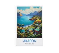 Plaque en métal Akaroa Nouvelle-Zélande Affiches Personnalisées Style Vintage Rétro Plaque en Métal Personnalisée pour Mur Extérieur, Intérieur, Bar Homme Cave Signes 30x40cm