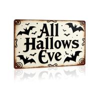 Plaque en métal « All Hallows Eve » - Décoration murale vintage d'Halloween pour ferme, fêtes d'Halloween, entrée et salon - 20,3 x 30,5 cm