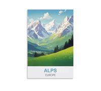 Plaque en métal Alpes Europes Posters Personnalisé Style Vintage Rétro Plaque en étain CustomSign pour Mur Extérieur, Intérieur, Bar Man Cave Signes 30x40cm