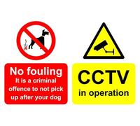 Plaque en métal aluminium avec inscription « No fouling it is a criminal offence to not pick up after your dog CCTV in operation » - 20,3 x 30,5 cm - Décoration murale pour intérieur/extérieur