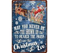 Plaque en métal aluminium vintage « May You Never Be Too Grown Up To Search The Skies On Christmas Eve » (20,3 x 30,5 cm) pour la maison, le bar ou le pub.