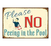 Plaque en métal aluminium vintage « S'il vous plaît, ne faites pas pipi dans la piscine » - Décoration murale - 20,3 x 30,5 cm
