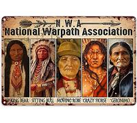 Plaque en métal amérindienne pour décoration d'intérieur, affiche de l'Association nationale des chemins de guerre - Pour club, chambre, bar, bureau, plaque en étain - 20,3 x 30,5 cm