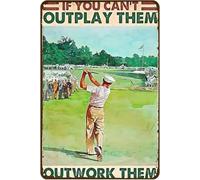 Plaque en métal amusante Outwork Them Golf pour maison, cuisine, bar, café, club, grotte - Décoration murale vintage - 20,3 x 30,5 cm