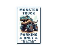 Plaque en métal amusante pour décoration de chambre de garçon avec inscription « Monster Truck Parking Only » - 20,3 x 30,5 cm