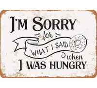 Plaque en métal au look vintage « Je suis désolé pour ce que j'ai dit quand j'avais faim » 20 x 30 cm