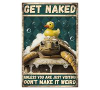 Plaque en métal avec citation amusante pour salle de bain, tortue de mer, décoration murale rétro pour salle de bain, 20,3 x 30,5 cm