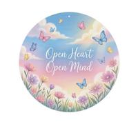 Plaque en métal avec citations de guérison, cœur ouvert, esprit ouvert