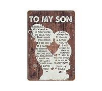 Plaque en métal avec citations inspirantes « To My Son I Love You Forever and Always » - Décoration murale pour cafés, bar, pub, club de bière, décoration murale d'intérieur de la part de maman - 20,3
