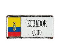 Plaque en métal avec drapeau de l'Équateur - 15,2 x 30,5 cm - Décoration murale amusante pour homme - Décoration murale - Souvenir de pays national - Plaque en métal pour bureau