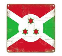 Plaque en métal avec drapeau national du Burundi rouillé - Plaque souvenir en aluminium de qualité supérieure - Décoration de campagne vintage - Accessoires uniques pour cuisine, jardin, porche pour