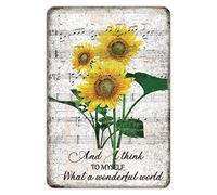 Plaque en métal avec inscription « And I Think To Myself What A Wonderful World » - Décoration murale chic pour bar et jardin - 20,3 x 30,5 cm