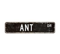 Plaque en métal avec inscription « Ant Street » - Cadeau de chiot - 10,2 x 45,7 cm - Plaque murale rétro en aluminium antirouille - Décoration murale pour bars, restaurants, cafés, pubs