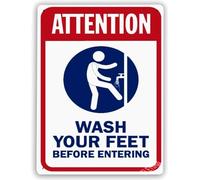 Plaque en métal avec inscription « Attention Wash Your Feet Before Entering » - Décoration rétro pour maison, route, rue, usine, école, parc - Panneau d'avertissement vintage - 30,5 x 40,6 cm