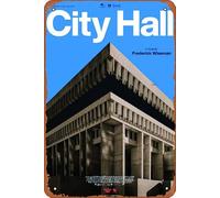 Plaque en métal avec inscription « City Hall » - 20,3 x 30,5 cm - Décoration murale rétro vintage