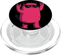 Plaque en métal avec Inscription « Double Rock » - Mascotte de démon - Rose PopSockets PopGrip pour MagSafe