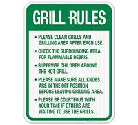 Plaque en métal avec inscription « For Please Clean Grills And Grilling Area Check The Surrounding Area Supervise Children » - Décoration murale - Cadeau d'anniversaire - Plaque vintage imprimée