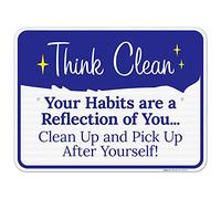 Plaque en métal avec inscription « For Your Habits Are A Reflection Of You Clean Up And Pick Up After Yourself » - Décoration murale fantaisie - Cadeau d'anniversaire, de jardin, de cour - 30,5 x 40,6