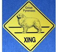 Plaque en métal avec inscription « Great Pyrenees Xing » - Cadeau pour intérieur et extérieur - Décoration murale carrée - 20,3 x 20,3 cm