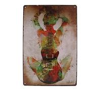 Plaque en métal avec inscription « Guitar Girlinch Pin-up » - Décoration murale - 20,3 x 30,5 cm