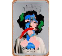 Plaque en métal avec inscription « Healer » - Grouplove - Décoration rétro - 30,5 x 20,3 cm